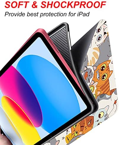 Случај за li-love за iPad 10-та генерација 2022 Објавување iPad 10 gen 10.9 инчи лесен тенок фолио-штанд заштитен заштитен мек tpu симпатична