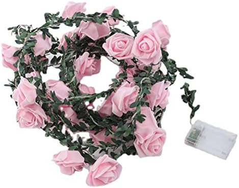 Aolyty цветни жици светла, вештачки розови венец светла батерија оперирани самовила светла за вinesубени за свадба спална соба градина внатрешен