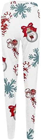 Christmasенски Божиќни хеланки со високи тренинзи за половината Панталони Контрола на стомакот Дедо Мраз Снегулка печати симпатични салата
