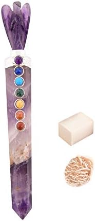 Блесното заздравување 7 чакра Аметист Ангел Венд Реики лековити кристално стапчиња за скапоцени камења Балансирање на духовниот подарок