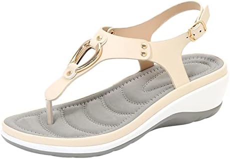 RBCULLF сандали за женски метални токи поддржувач на плажа, платформа за лежерна обувка за клинови, кои се лизгаат на чевли со флип -апостолки