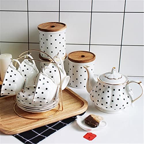 Kutdyk црна полска точка со златен раб чајник чај чај чајник керамички тенџере со керамички чај сет
