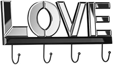 Премиер Домаќинства 4-Кука Љубов Ѕид Закачалка-Огледало, H18 x W35 x D5cm, Сребро