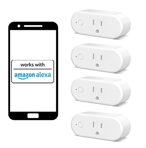 Alexa Smart Plugs од Wisebot, дизајн за заштеда на простор, исто така работи со апликација SmartLife, 4 пакет