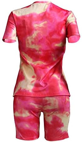 Ramoug жени летна вратоврска боја шарена печатење 2 парчиња шорцеви постави облека за тренерки