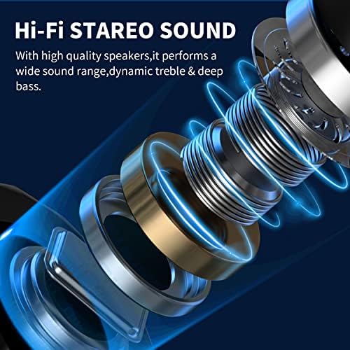 Безжични ушни уши, Bluetooth 5.3 Слушалки 50H Play Time LED Power Display Erphone Stereo Sound Deep Bass Crystal Clus Headset со куќиште за полнење
