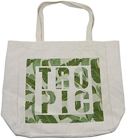 Амбесон зелена торба за купување, повеќегодишни грмушки зимзелени егзотични сонувачки палми остава романтични растенија илустрација,