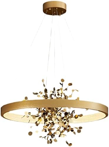 Lhllhl златен не'рѓосувачки челик тавански лустер трпезарија Бакар тркалезен прстен за приврзоци за спална соба за продавница за спални соби