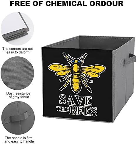 Зачувајте Ги Пчелите Големи Коцки Канти За Складирање Склопувачки Платнени Кутии За Складирање Организатори На Плакарот За Полици