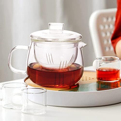 Upkoch чај сад чај тенџере чајник поставен стаклен чајник со чајници чисти чајници со отстранлив инфузер лабава лисја чај пивара
