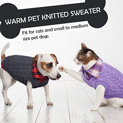 Џемпер од пулвер од кучиња икипуко, џемпер за кучиња со поводник дупка кучиња џемпер со плетење мека плетена мачка џемпер топло миленичиња