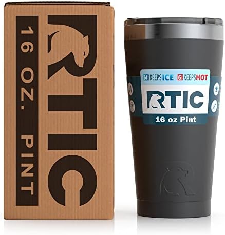 RTIC PINT 16 OZ изолирани метални метални метални кафе, замрзнат коктел, пијалок, чаша чаша чаша со капак, доказ за истурање,