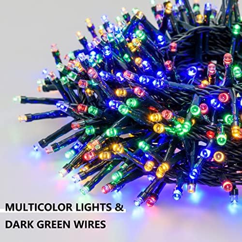 Грезонски LED светла за новогодишни елки, 300 LED диоди 19,7 метри зелена жица самовила светла водоотпорен приклучок во затворен декор на отворено