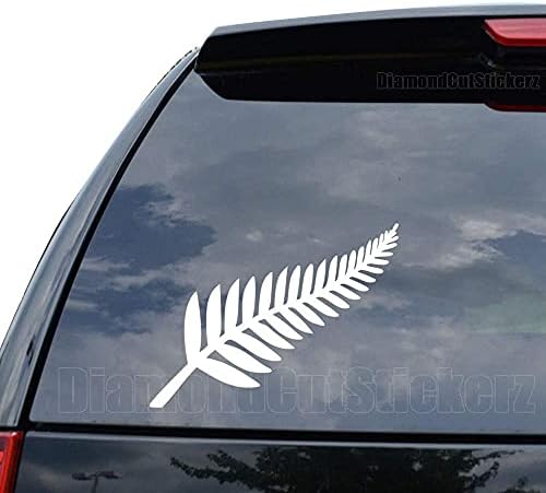 МАФ - Нов Зеланд сребрен папрат декор со големина 5 инчи13 см широк мат бела винил декорална налепница за автомобили лаптопи wallsидови за прозорци