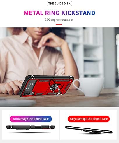 Dzxoui За Случајот Galaxy Z Flip 4 Со Kickstand, Капак Отпорен На Удари Од Воено Одделение Целосна Заштита На Телото Тврди Телефонски