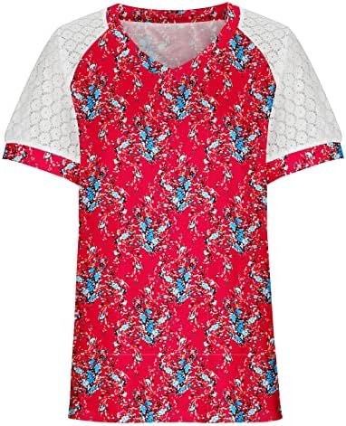 Вончеи женски врвови летна кошула V вратот Обичен цврста боја маички со ракави за ракави за жени летни кошули за жени