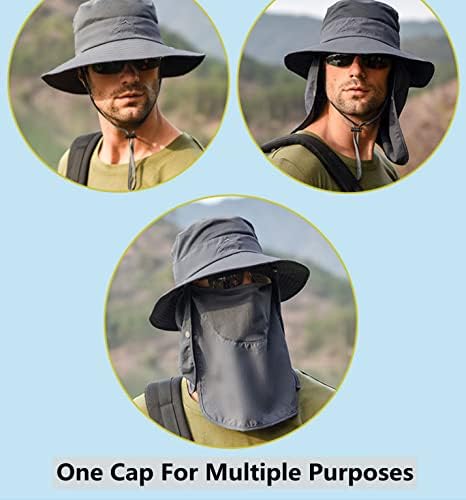 Риболов капа на Kwubie, капа за заштита од сонце, капа на отворено, капа за заштита на УВ, со капаче за лице и капаче на вратот