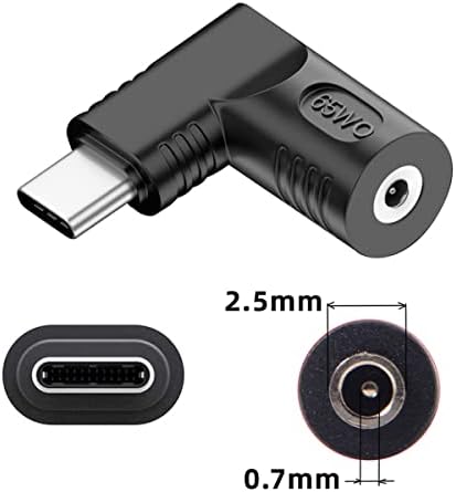 CY Adapter DC 20V Jackек 2.5x0.7mm влез во USB-C тип-C излез 90 степени десен аголен приклучок за напојување на приклучокот за