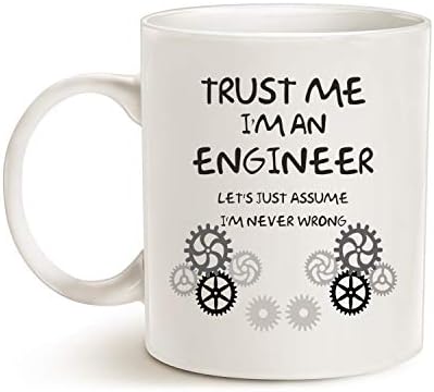 Mauag Смешна инженер за кафе кригла уникатна идеја, верувајте ми, јас сум инженер керамички чаша бела, 11 мл