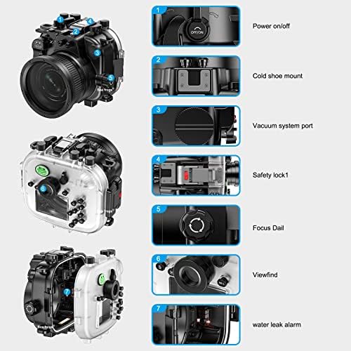 Seafrogs Подводен случај 130ft/40m нуркање водоотпорна камера за куќиште за Fujifilm X-T2 компатибилен применлив прстен на менувачот