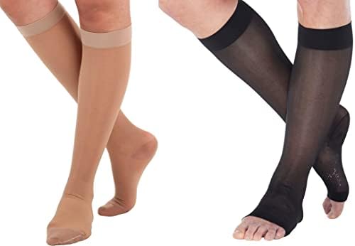 Изработени Во Средно Проегирни Чорапи За Компресија со Големина ВО САД За Жени 15-20ммхг Со Отворен Прст-Лесна Долга Компресија Колено