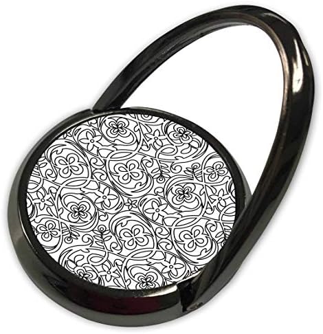 3DROSE ALEXIS DESIGN - образец Флорал - црно -бела минималистичка цветна декоративна шема - Телефонски прстен