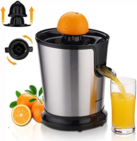 Homeleader Electric Citrus соковник, лимон стискач со не'рѓосувачки челик, портокалова стискач со две конуси, моќен мотор за