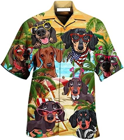 Машка кошула на Хаваи 2023 година 3Д печатена кошула Тропски кратки ракави плажа случајно копче надолу Алоха кошула редовна