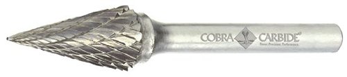 Cobra Carbide 11348 Micro Grain Carbide Burr, единечен сечење, форма M SM-42L2, 1/8 дијаметар на шанк, 1/8 дијаметар на главата, 7/16 Должина