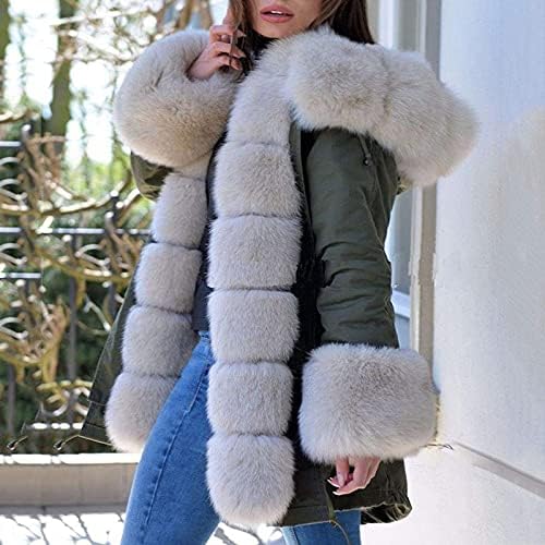 Зимски палта за врвови за жени со руно јакна со капи, маскирна палто, долга ракави цврста боја со џебови со палто за џебови