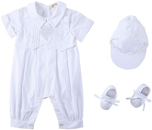 Крштева облека за крштевање на бебето на бебето, везена облека за новороденчиња, поставено со панталони