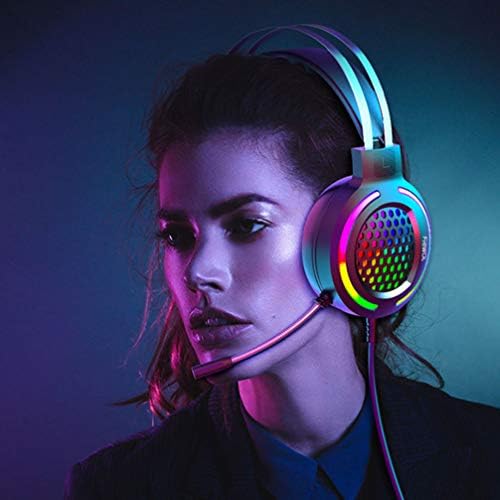 SOLUSTRE Безжични Слушалки Слушалки За Игри Компјутер Жични Слушалки Со Поништување На Бучава Микрофон Меморија Пена Ушни Влошки RGB