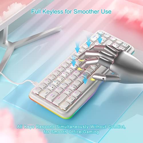 KEMOVE K68se Жичен 60% Игри Механичка Тастатура RGB Позадинско Осветлување/Осветлување Лента, Линеарен Црвен Прекинувач, DSA Профил PBT Keycaps