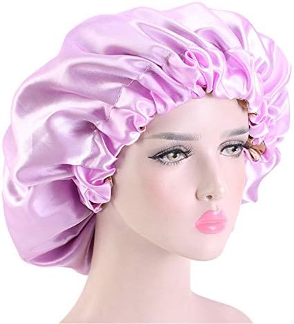Реверзибилни капачиња за коса со сатен за коса со двојно слој, ноќен капа за капаче за глава за виткана пролетна додатоци за