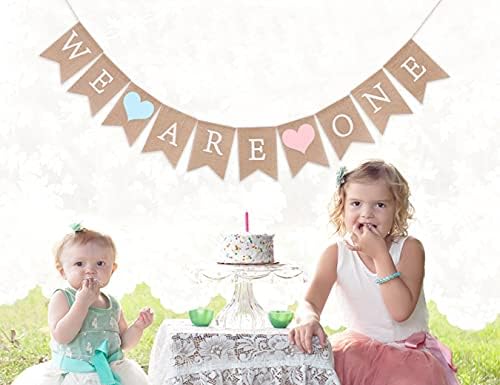Близнаци Банер за 1 роденден - Ние сме еден транспарент, Близнаци за роденденска забава, Близнаци Фрист, роденденски декор, Декорација за девојчиња