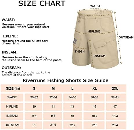 Riverruns 9 џебови перформанси за риболов шорцеви, карго-отпорни на вода, кратки, дишејќи шорцеви за пешачење 50+
