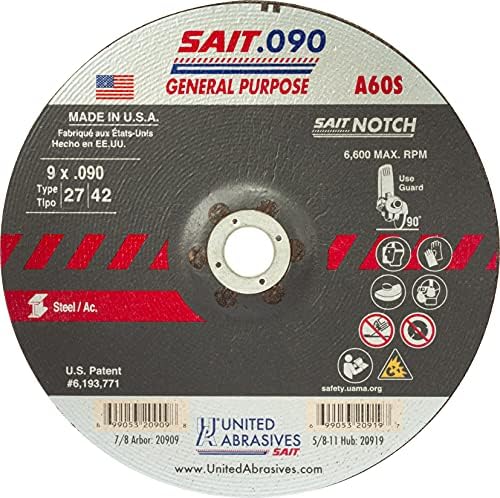 Обединети абразиви SAIT 20909 9X.090X7/8 A60S тркала за сечење општа намена, 25 пакувања
