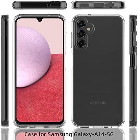 Ниопие За Samsung Galaxy A14 5G Случај Кристално Јасно Тенок Тврд Случај Хибриден Ударно Отпорен Браник Со Калено Стакло Заштитник На Екранот