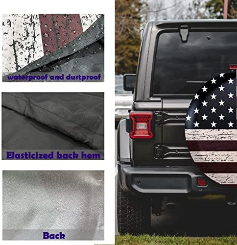 Покривањето на резервните гуми на jusen American Flag For for Jeep Wrangler RV SUV Trawn Travel Trawer, водоотпорни гуми