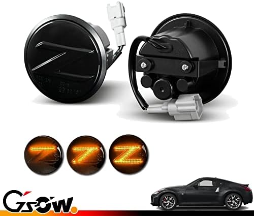 GSOWO 2 ПАРЧИЊА LED Секвенцијални Странични Светла За Маркери За Nissan 370z Z34 2009-2020, 350z Z33 2003-2009 Трепкачи-Пушена Леќа
