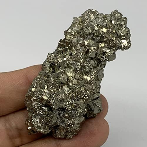 Watangems 74,6 грама, 2,5 x 1,4 x 1,1 природен нетретиран пиритски кластер, кристален минерален примерок, прекинат, заздравувачки