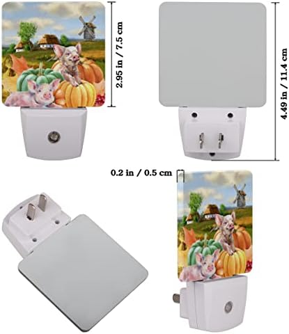 Uoyo Pig Maple остава ноќно светло сет од 2, есенски приклучок од тиква во LED Nightlight Auto Dusk to larm Sensor Sensor For