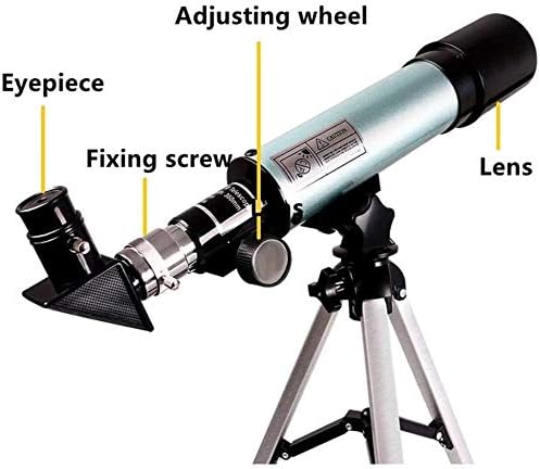 Cnnrug Двоглед Телескоп За Деца и Почетници, 90x Рефрактор, 360mm Фокусна Должина, Телескоп За Истражување На Месечината И Нејзините