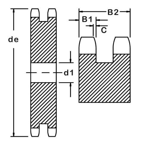 Ametric 2022a16 Metrict 2022a16 ISO 05B-2 плоча челична мерач 16 заби за америчен број 2022 со двојно влакно со, 8мм терен, ширина на