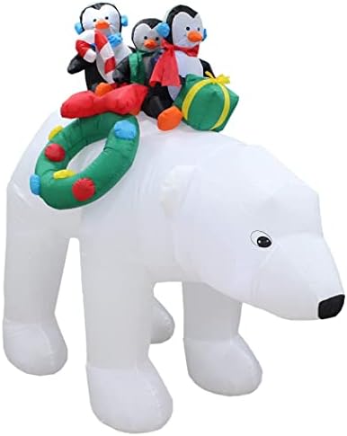 Два божиќни украси за украси, вклучуваат 8 нозе високи надуени 3 пингвини на поларна мечка и 9 стапки долги нафтабилни пингвини ирваси Поларна