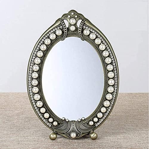 Огледало за шминка за суета огледало, метална десктоп во европски стил Единствена суета огледало HD убавина козметичко огледало преклопување