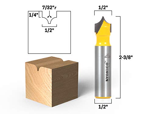 Yonico Groove Point Cutting Rounder Router Bit 7/32-инчен радиус 1/2-инчен Shank 13073