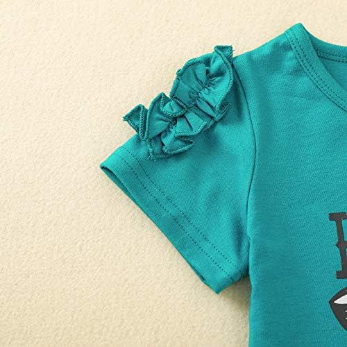 Хавајски облеки за деца облека за облека за новороденчиња бебе девојче Печати кратки ракави Руфли О вратот Обични врвови+крава