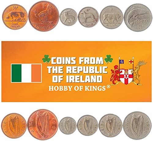 8 Монети Од Ирска / Ирска Колекција На Монети 1/4d Feoirling 1/2 1 Пингин 3 Пингин / 1/2 Reul 6 Пингин / 1 Reul 1 Scilling