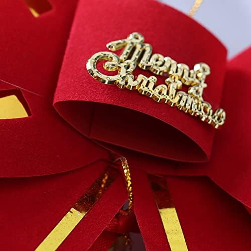 Декорација на новогодишна Елка Црвена Голема Машна Вратоврска 13 см Со Приврзок За Ѕвонче Големи Божиќни Украси Топчиња
